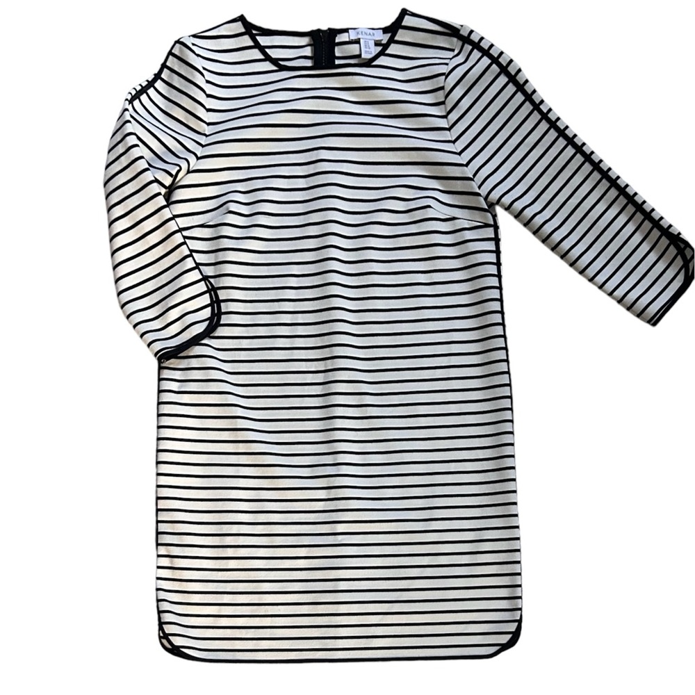 Kenar black/white striped dress, super soft fabric, exposed zipper - CUTE!!!